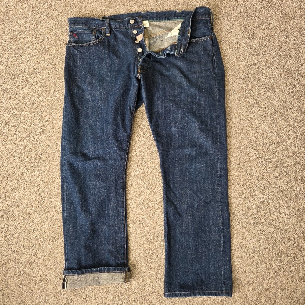 Polo Ralph Lauren Slim Straight Selvedge Denim Jeans Button‎ Fly  38x30 (40x28)